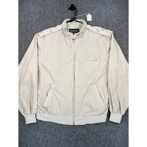 Aberdeen Collection Mens Beige Harrington Jacket Full Zip Epaulettes Large